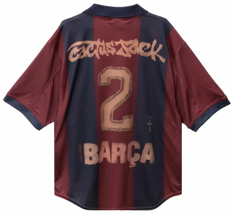 2000-2001 FC Barcelona X Travis Scott Mens Retro Home Skeleton Jersey