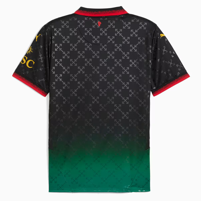 24-25 AC Milan x OFF-WHITE Mens Black-Power Green Soccer Jersey