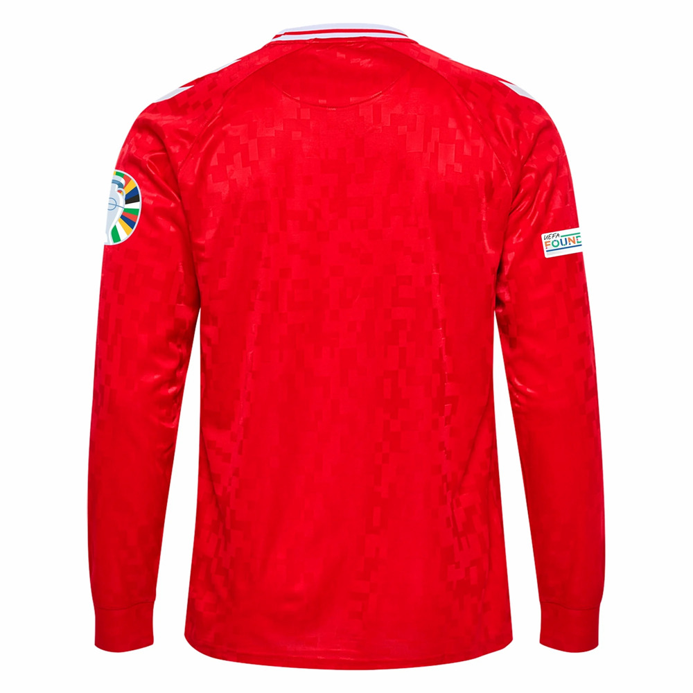 Euro 2024 Denmark Mens Home Long Sleeve Jersey