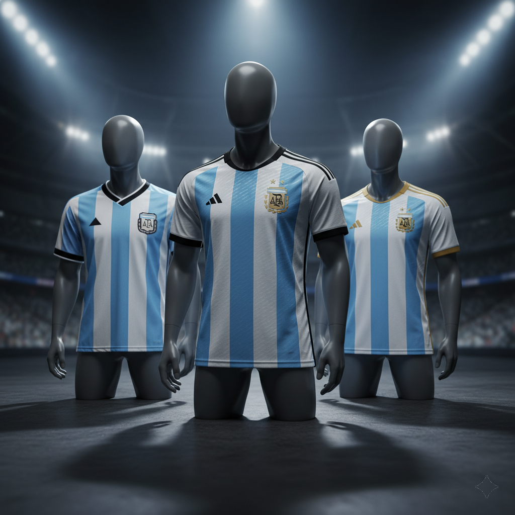 Comparison of 1986 retro and 2025 modern Argentina soccer jerseys.