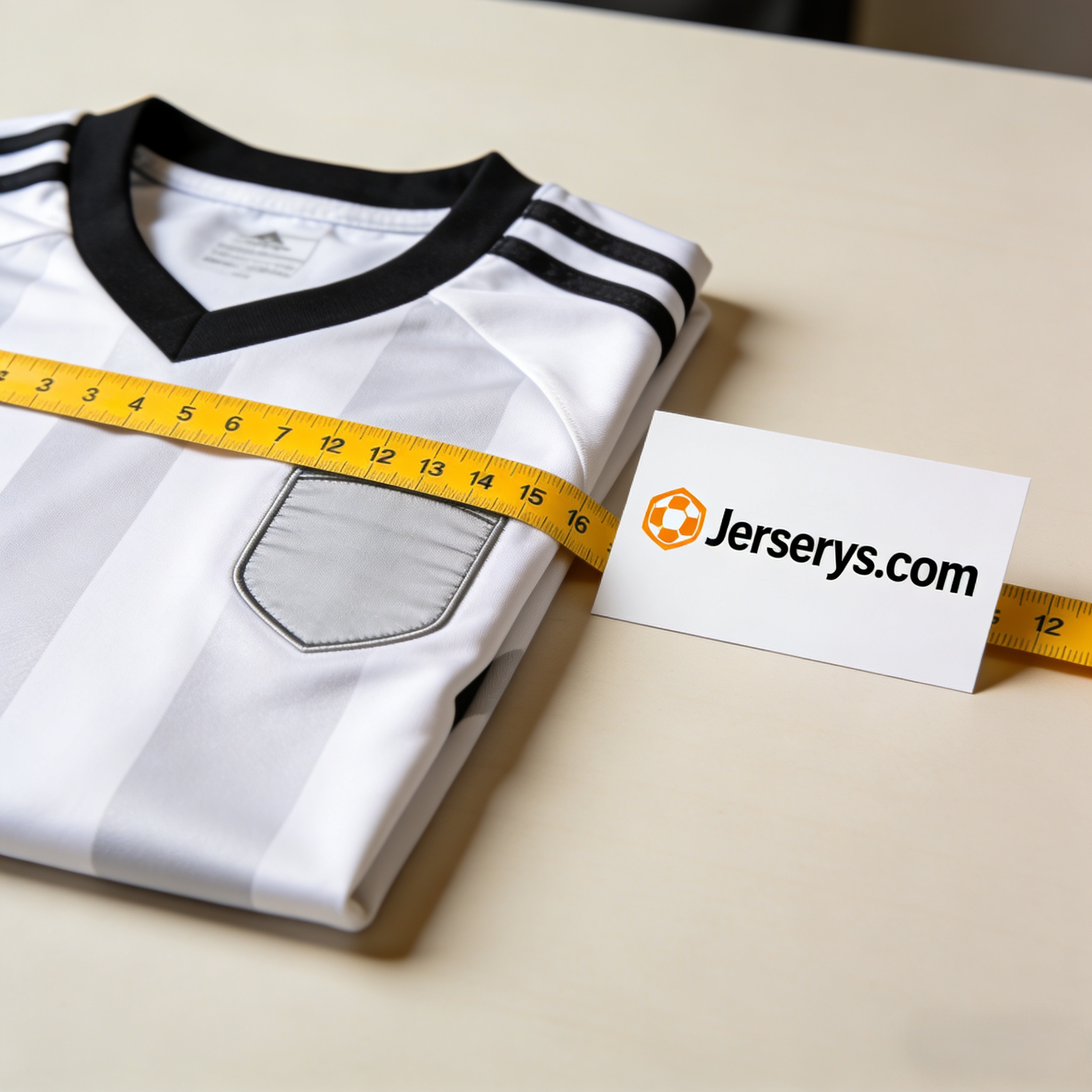 Measuring a Chivas soccer jersey in inches for correct sizing.