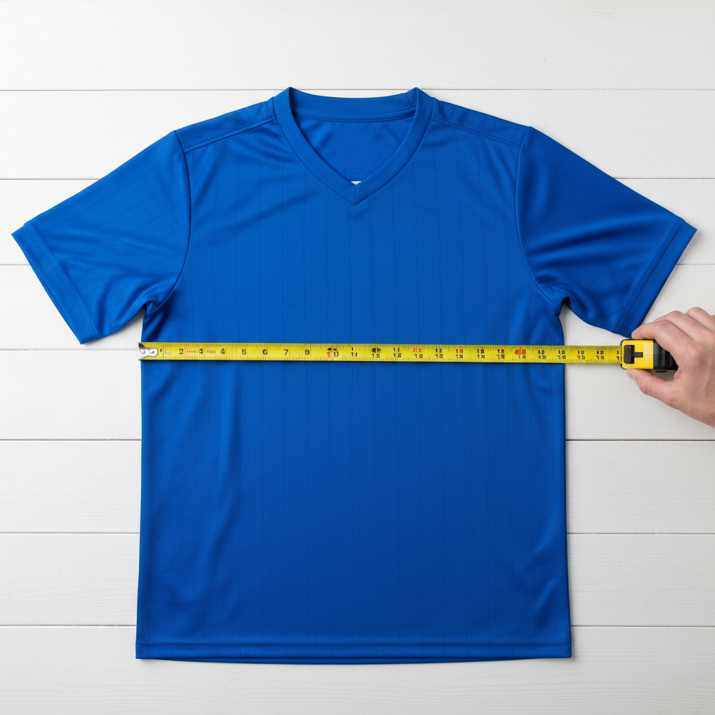 How to measure a Japanese soccer jersey in inches for a perfect fit.