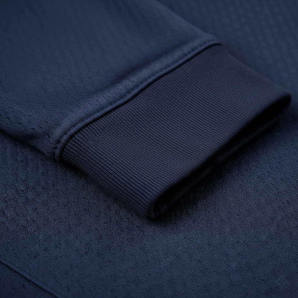 Detail of moisture-wicking Dri-FIT fabric and cuff on a long sleeve kit