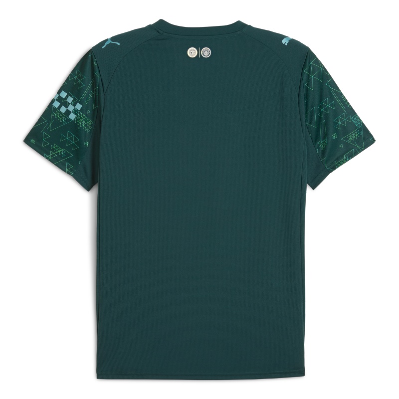 25-26 Manchester Blue Mens Fourth Soccer Jersey Dark Green Geometric Kit