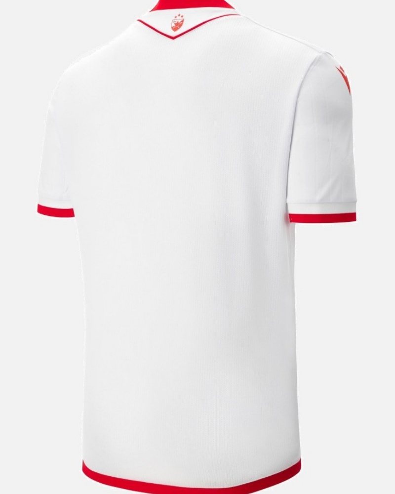25-26 Red Star Belgrade Mens Away Soccer Jersey White Stars Pattern Kit