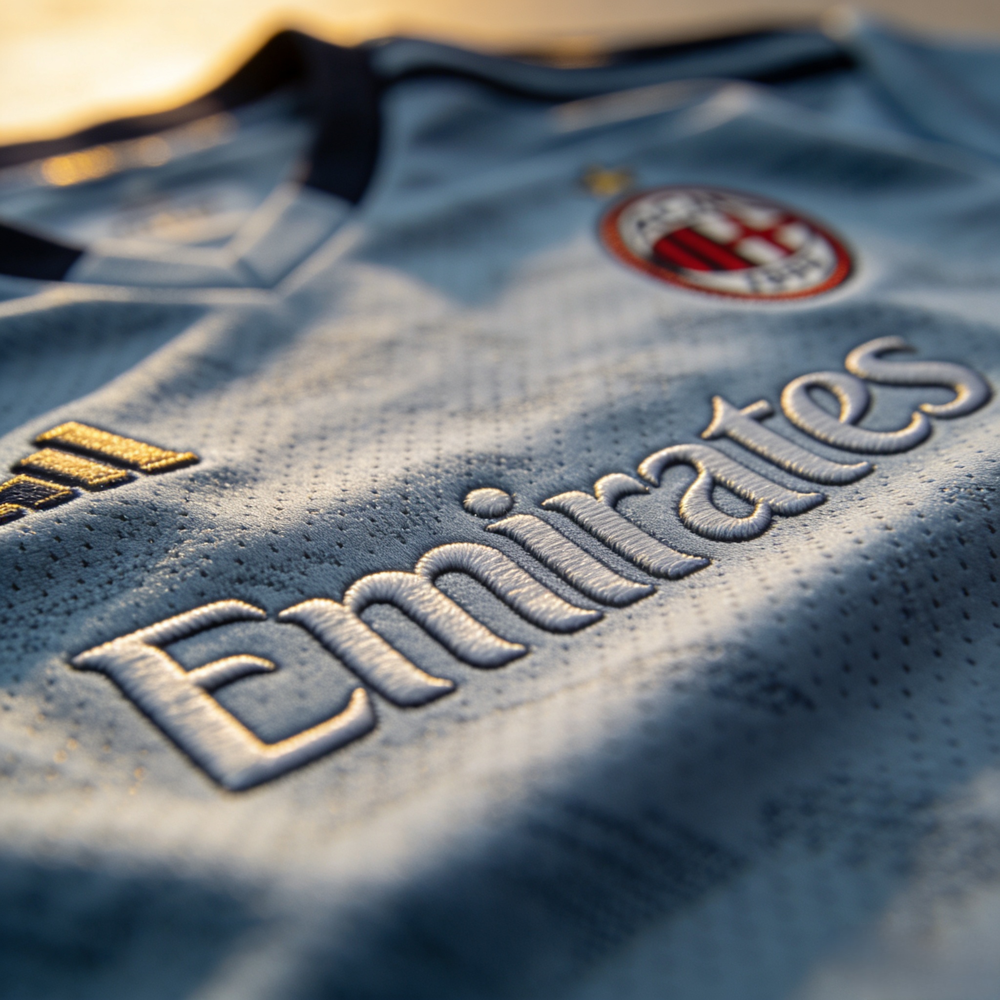 Close-up of Dri-FIT technology on an authentic AC Milan jersey