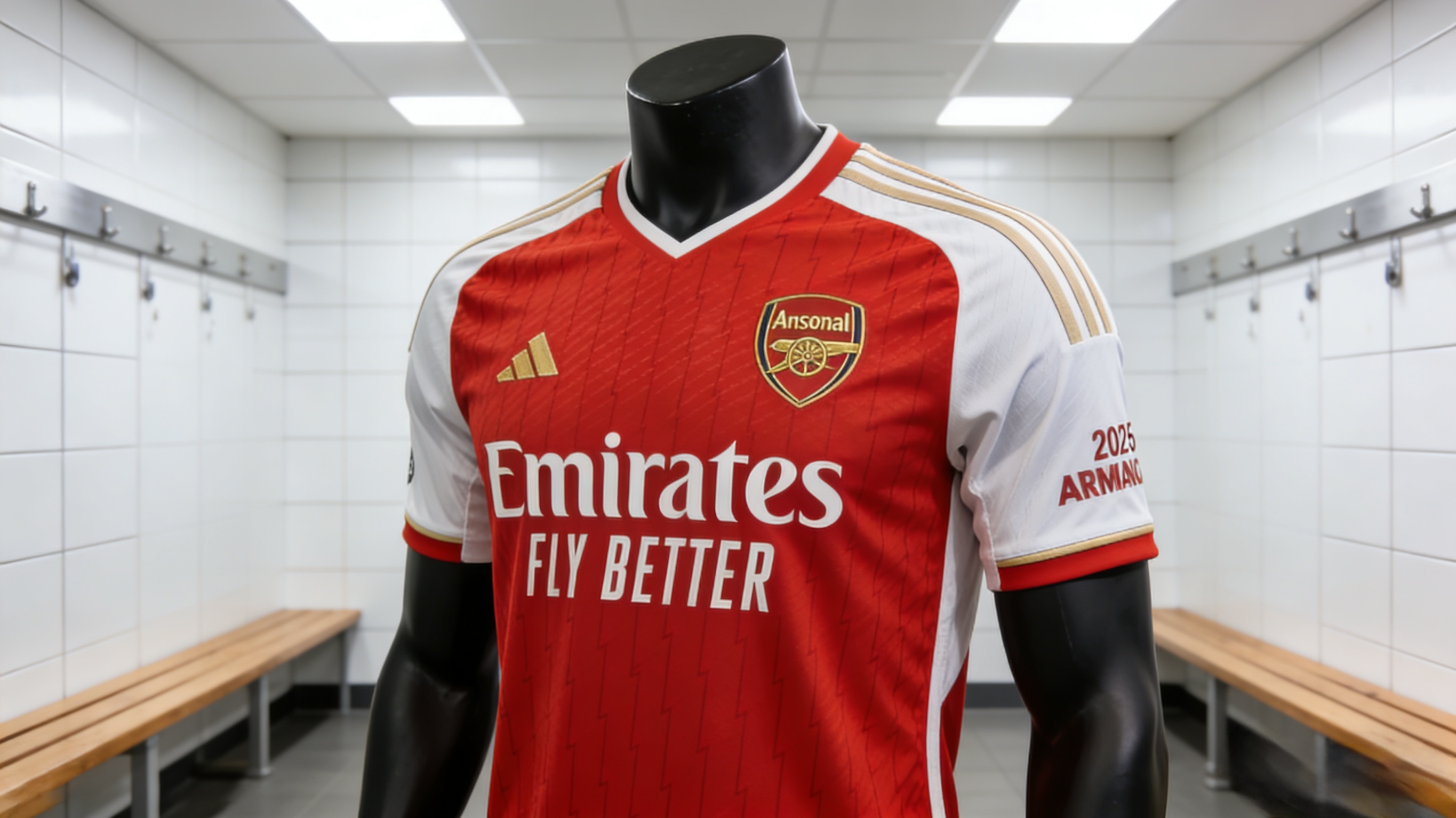 Official 2025-26 Arsenal home soccer jersey.
