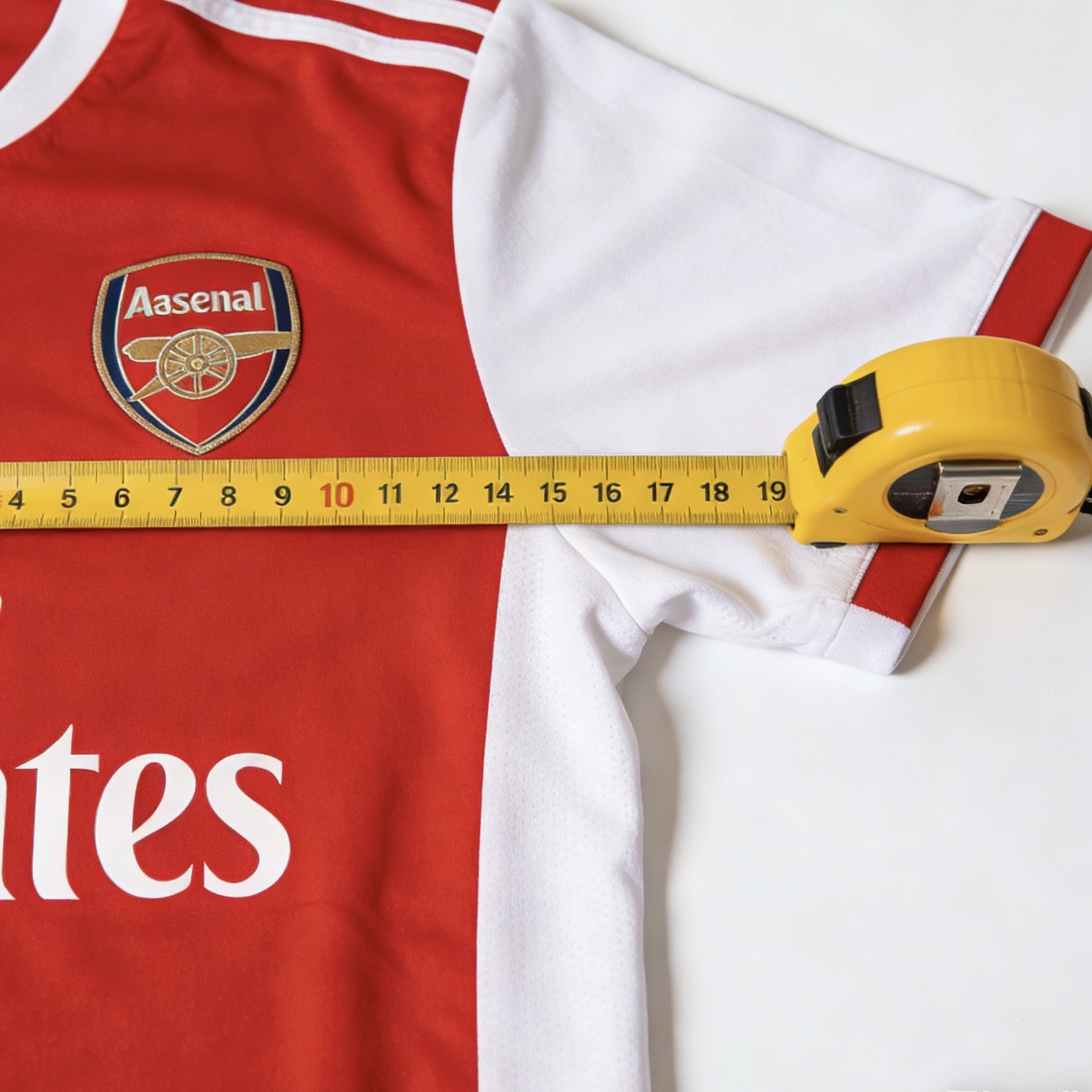  Measuring an Arsenal soccer jersey in inches for sizing