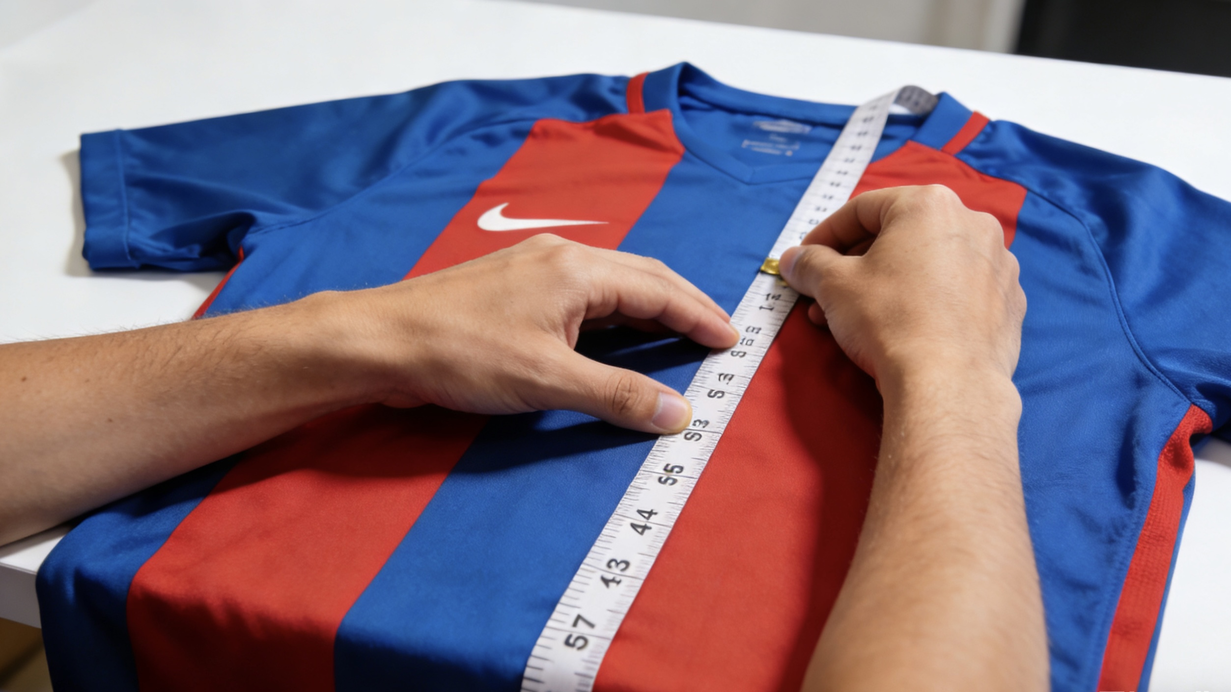 How to measure a Barcelona soccer jersey in inches for the right fit.