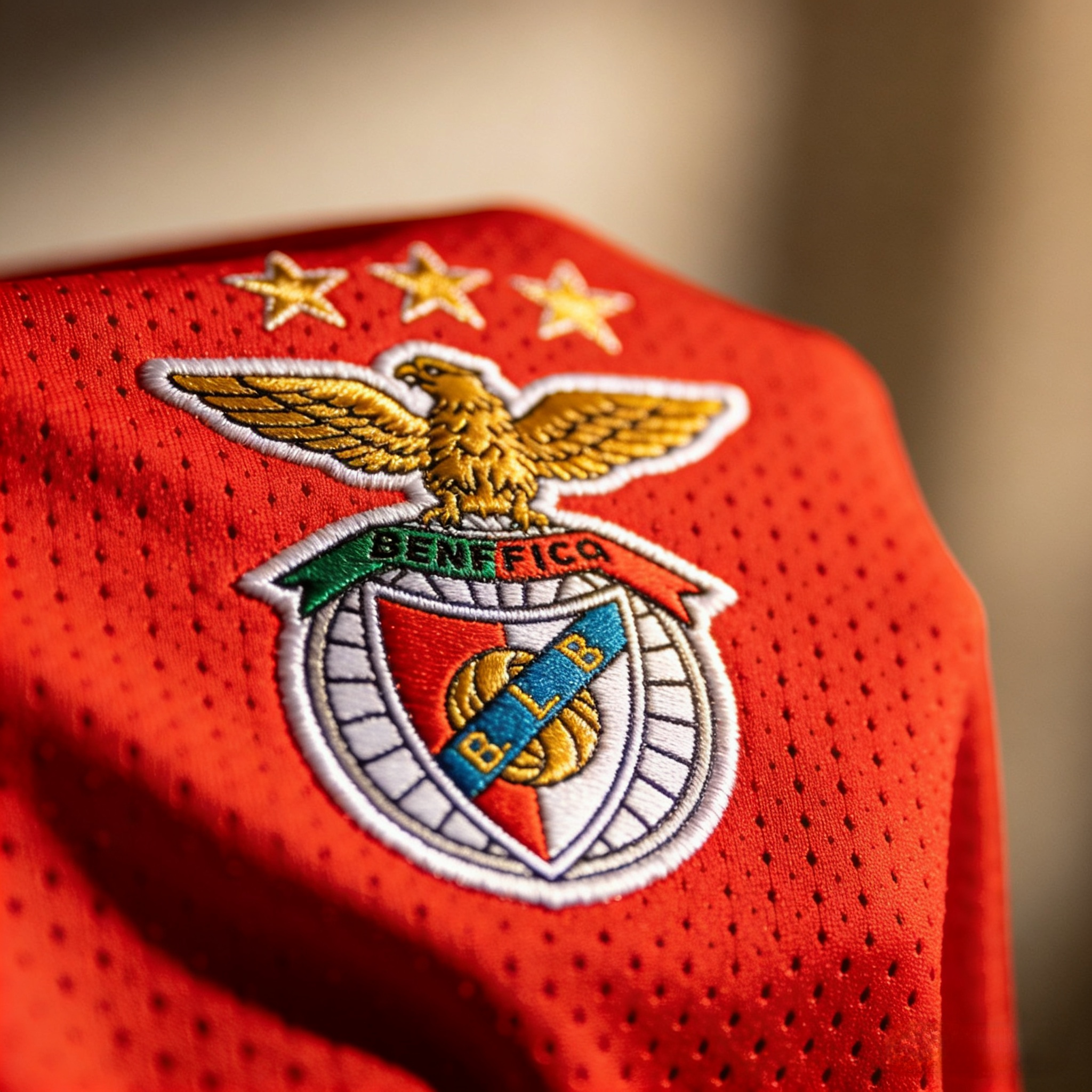 Close-up of Dri-FIT moisture-wicking technology on a Benfica jersey