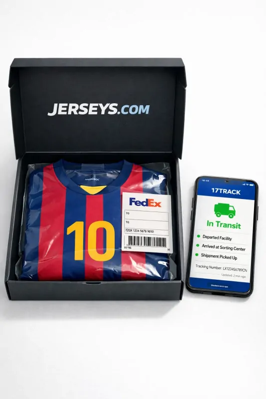 Secure Jerserys.com packaging and real-time 17track order tracking.