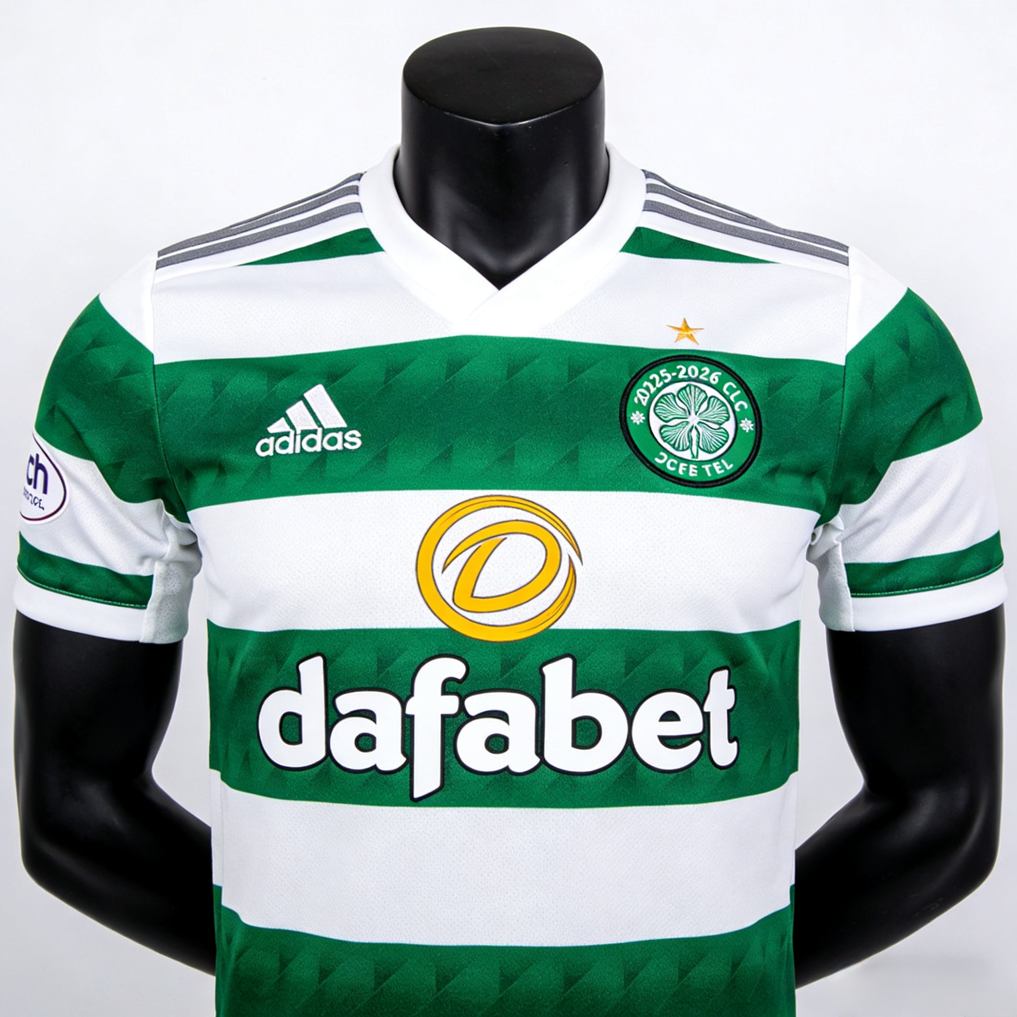 Official 2025-26 Celtic FC home soccer jersey.