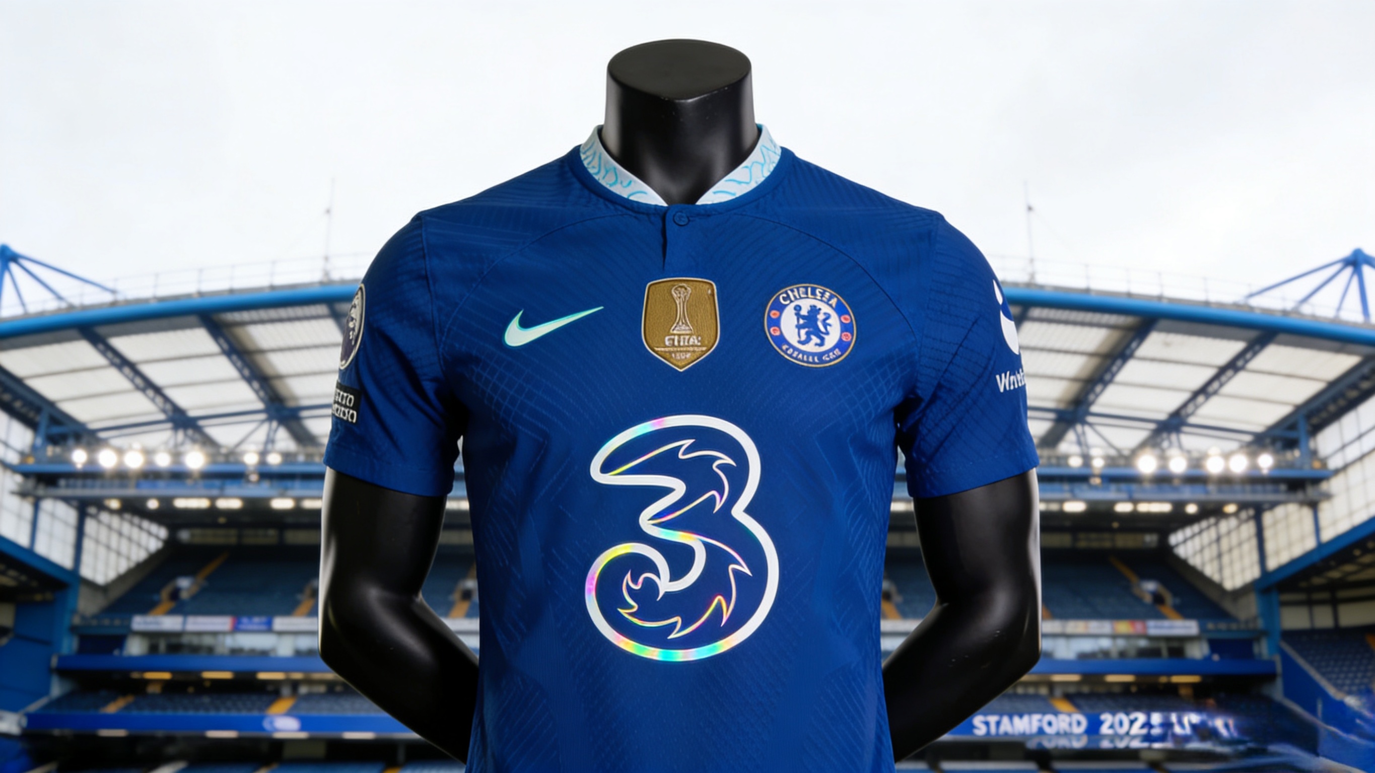 Official 2025-26 Chelsea home soccer jersey preview.