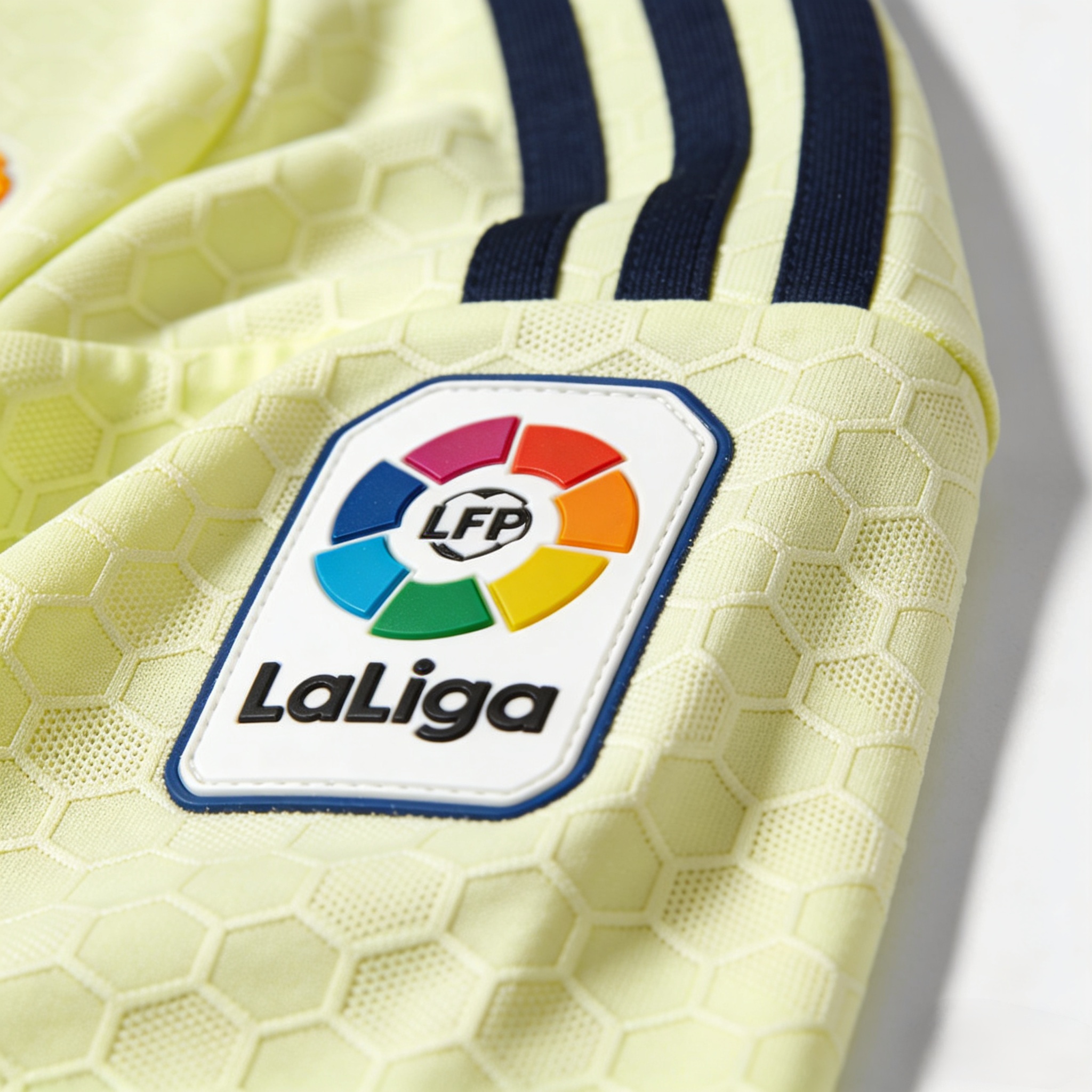 Close-up of Dri-FIT fabric and LFP patch on an authentic La Liga jersey.