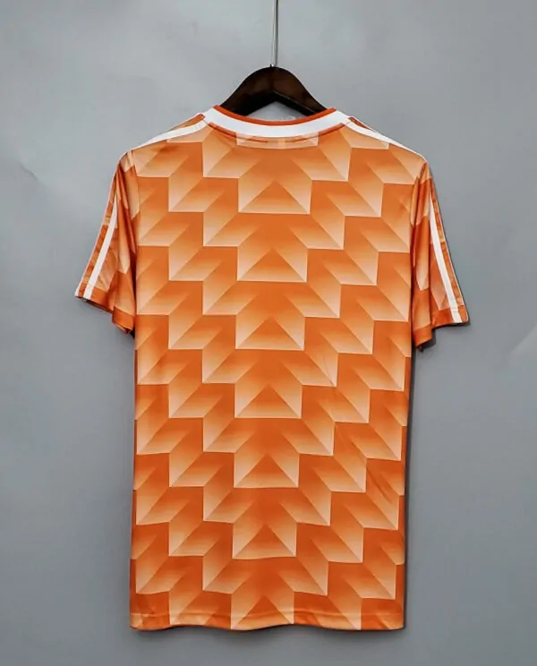 Iconic 1988 Netherlands retro soccer jersey with geometric design.