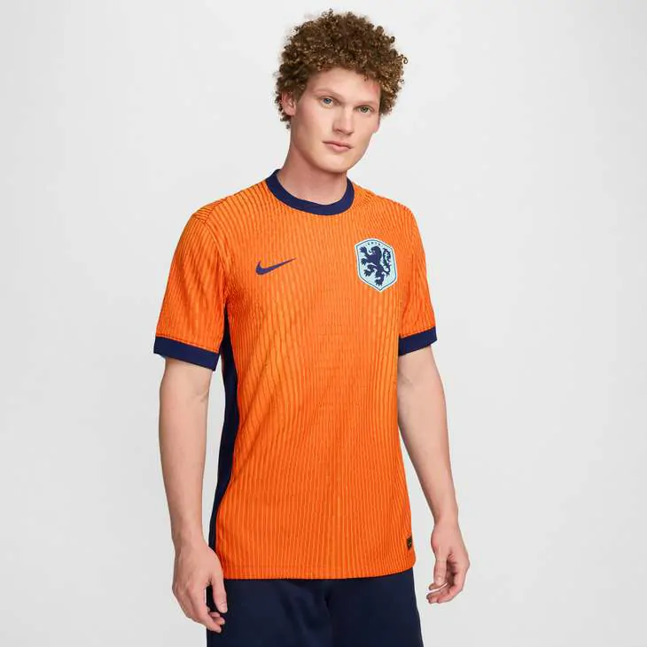 Official 2025 Netherlands home soccer jersey in vibrant orange.