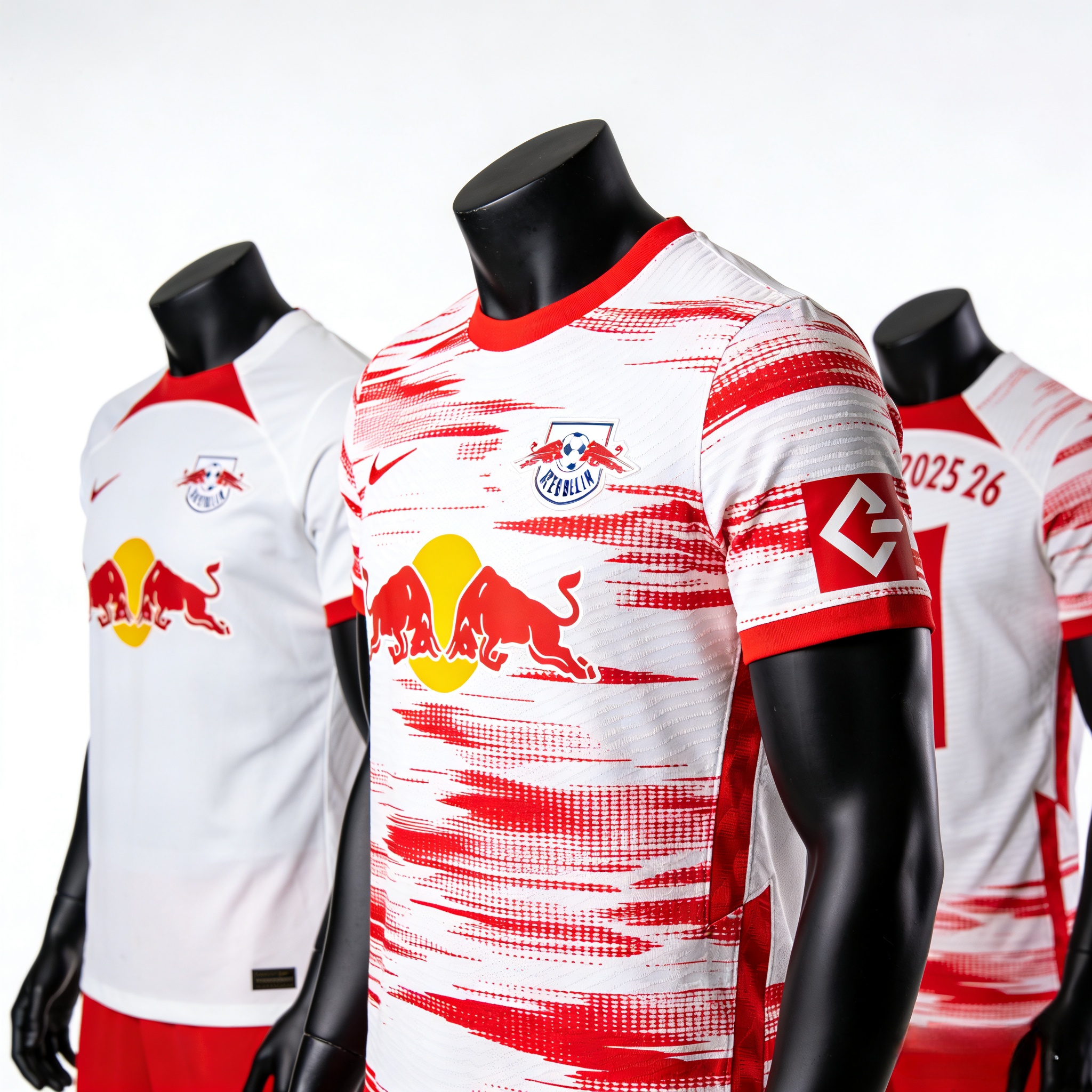 2025-26 RB Leipzig home and away soccer jerseys.
