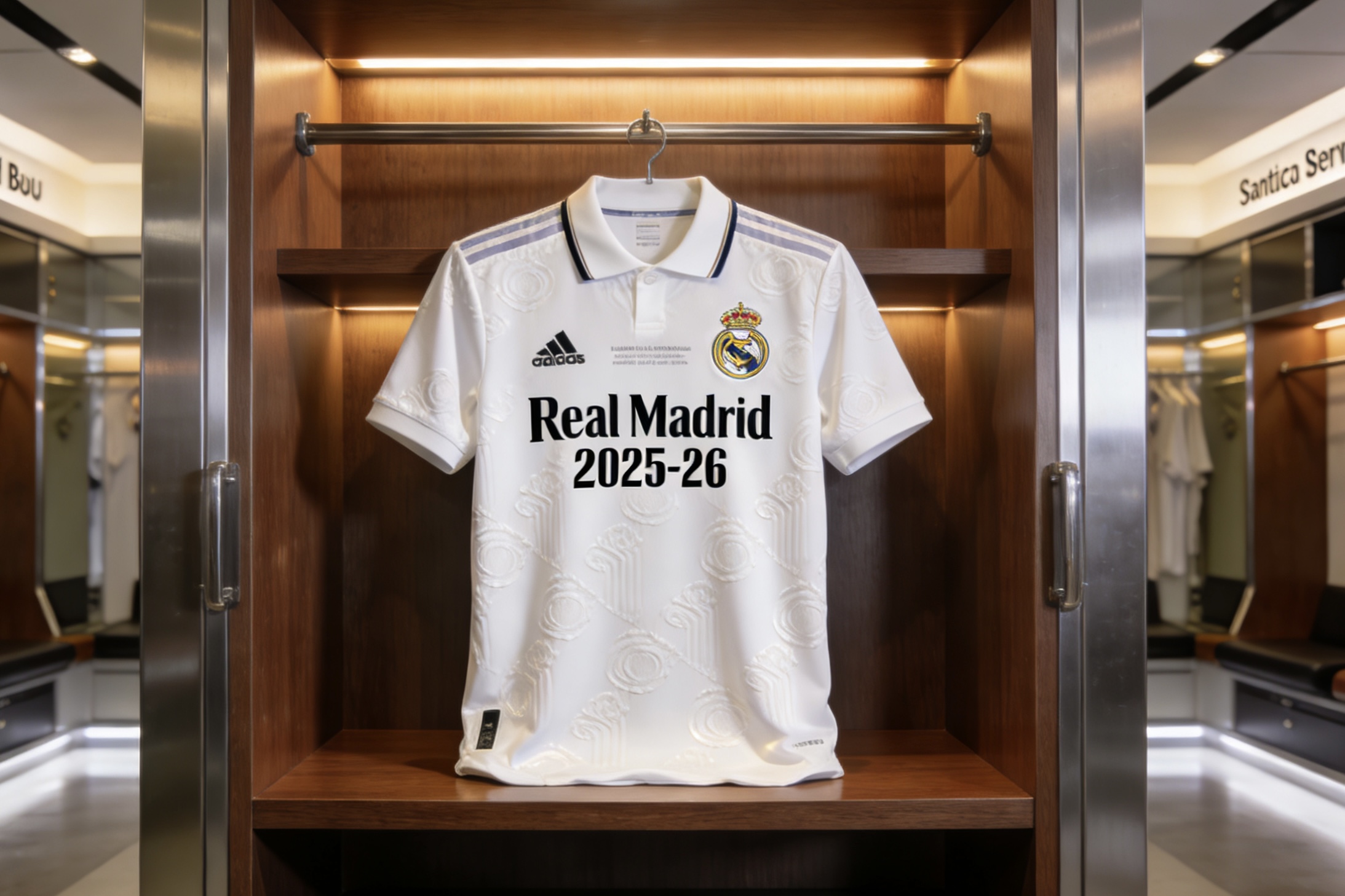 The new 2025-26 Real Madrid home soccer jersey.