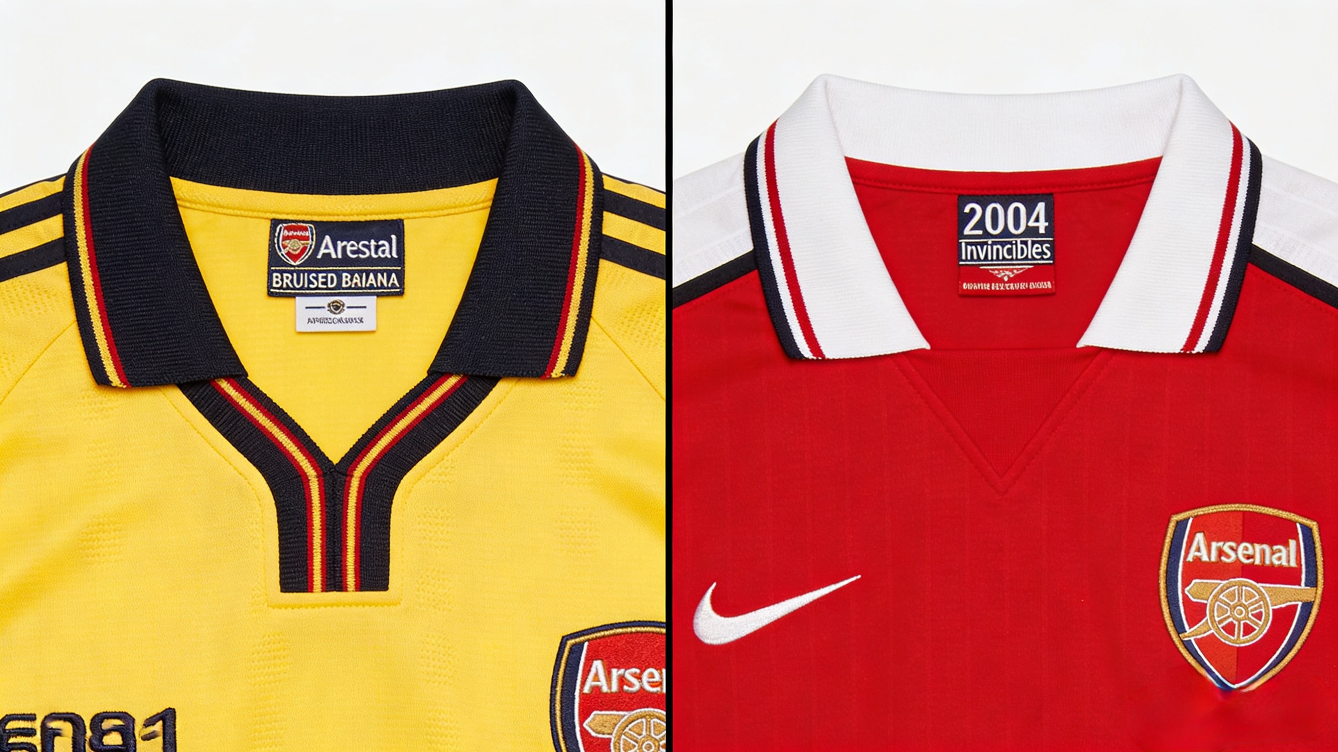 Comparison of iconic retro Arsenal jerseys from the 90s and 2000s
