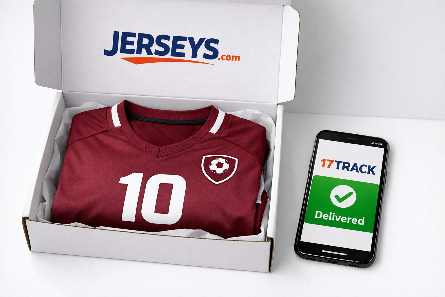 Jerserys.com secure packaging with 17track shipment tracking.