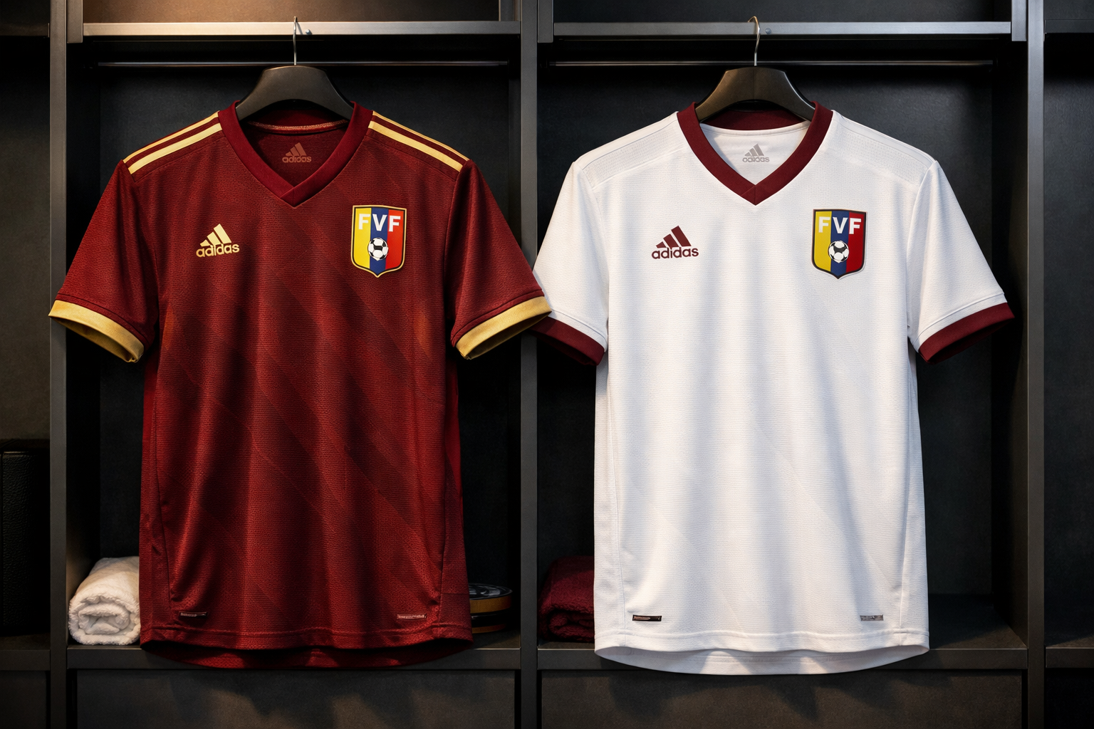 Official 2024-25 Venezuela national team home and away soccer jerseys.