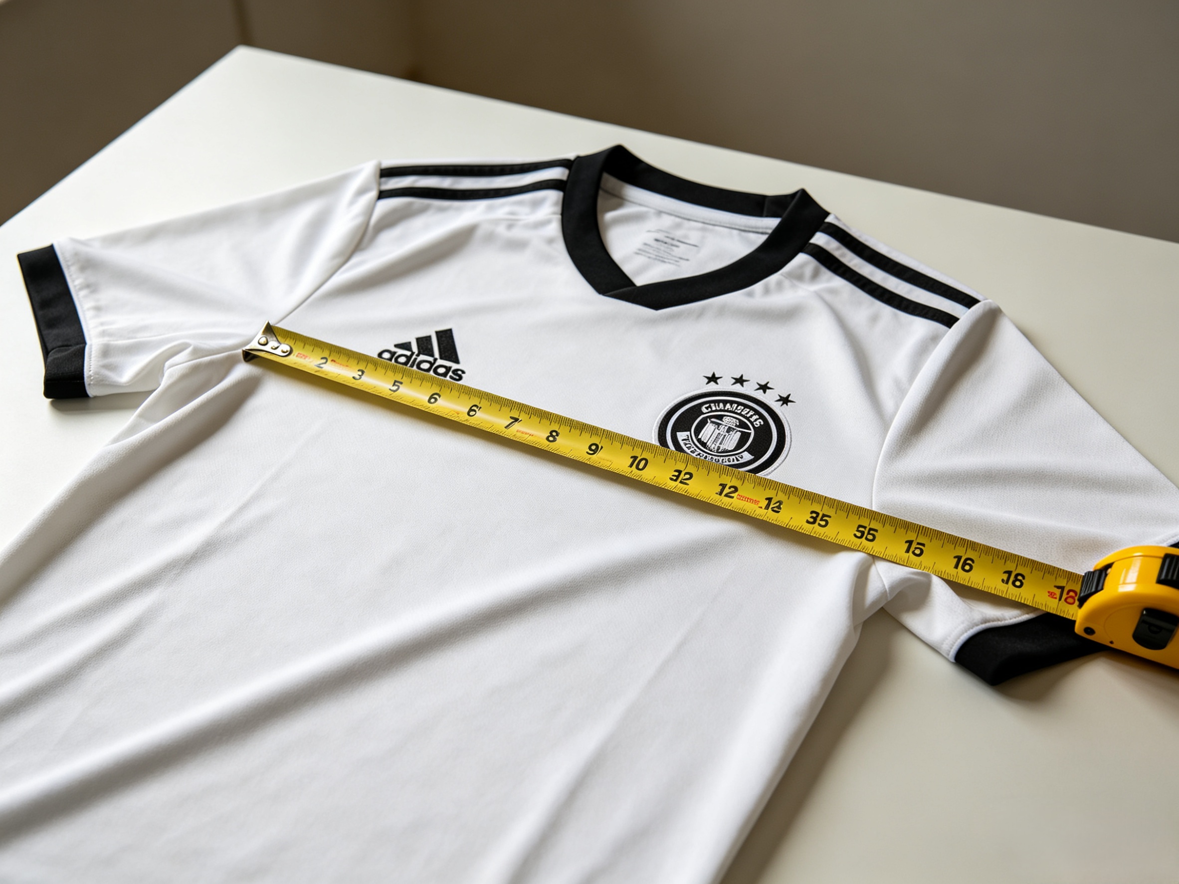 Measuring an FC Cincinnati soccer jersey in inches for a perfect fit.