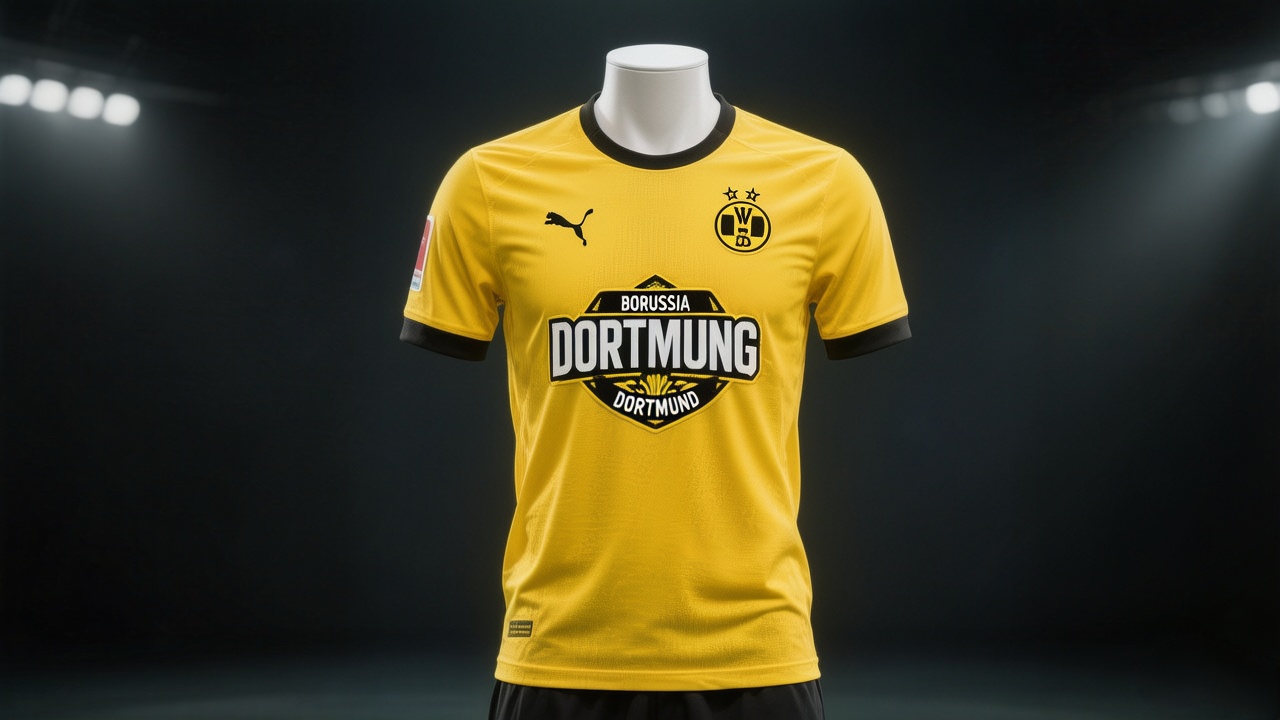 Official 2025-26 Borussia Dortmund home soccer jersey.
