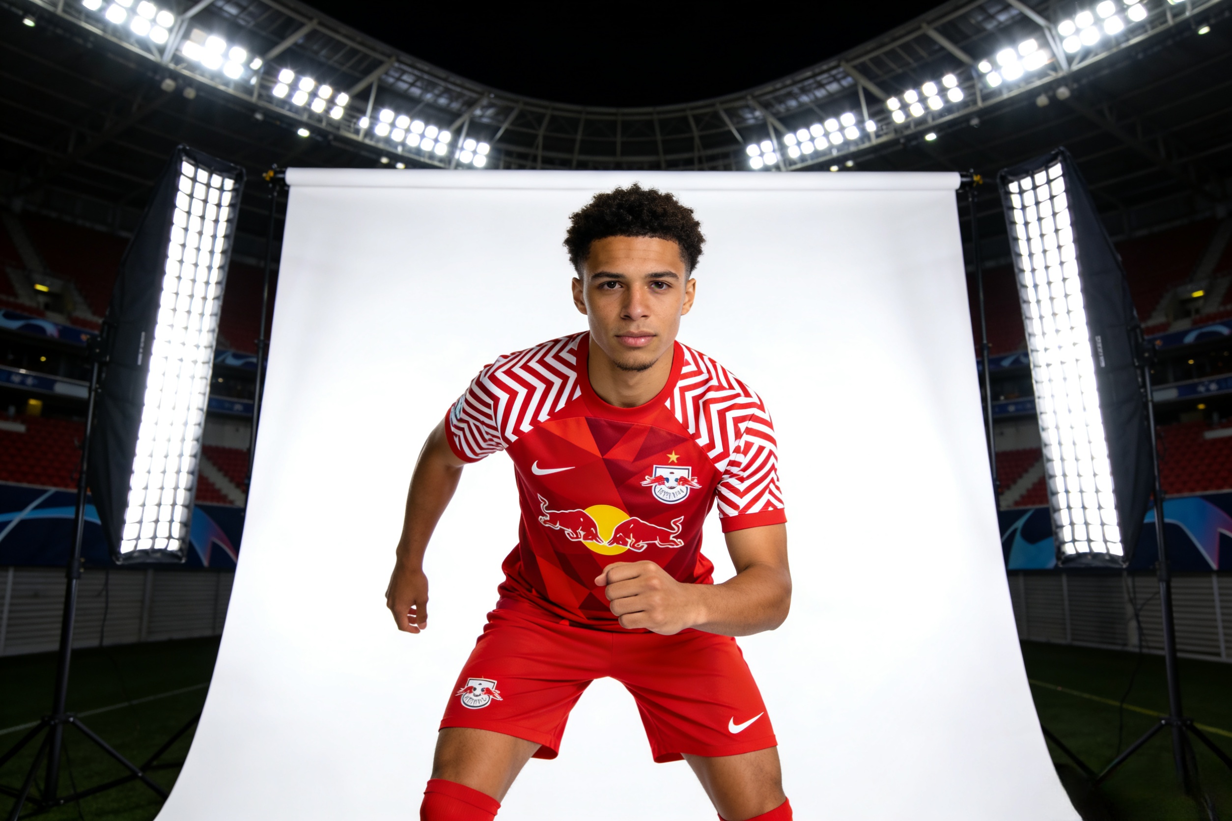 Official 2025-26 Red Bull Salzburg home soccer jersey.