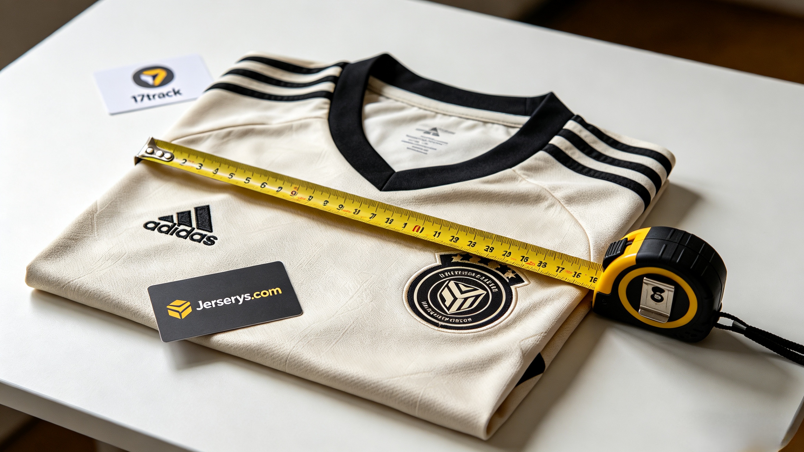 Measuring a Fortuna Düsseldorf jersey in inches with 17track tracking info.