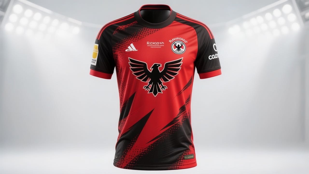 Official 2025-26 Eintracht Frankfurt home soccer jersey.