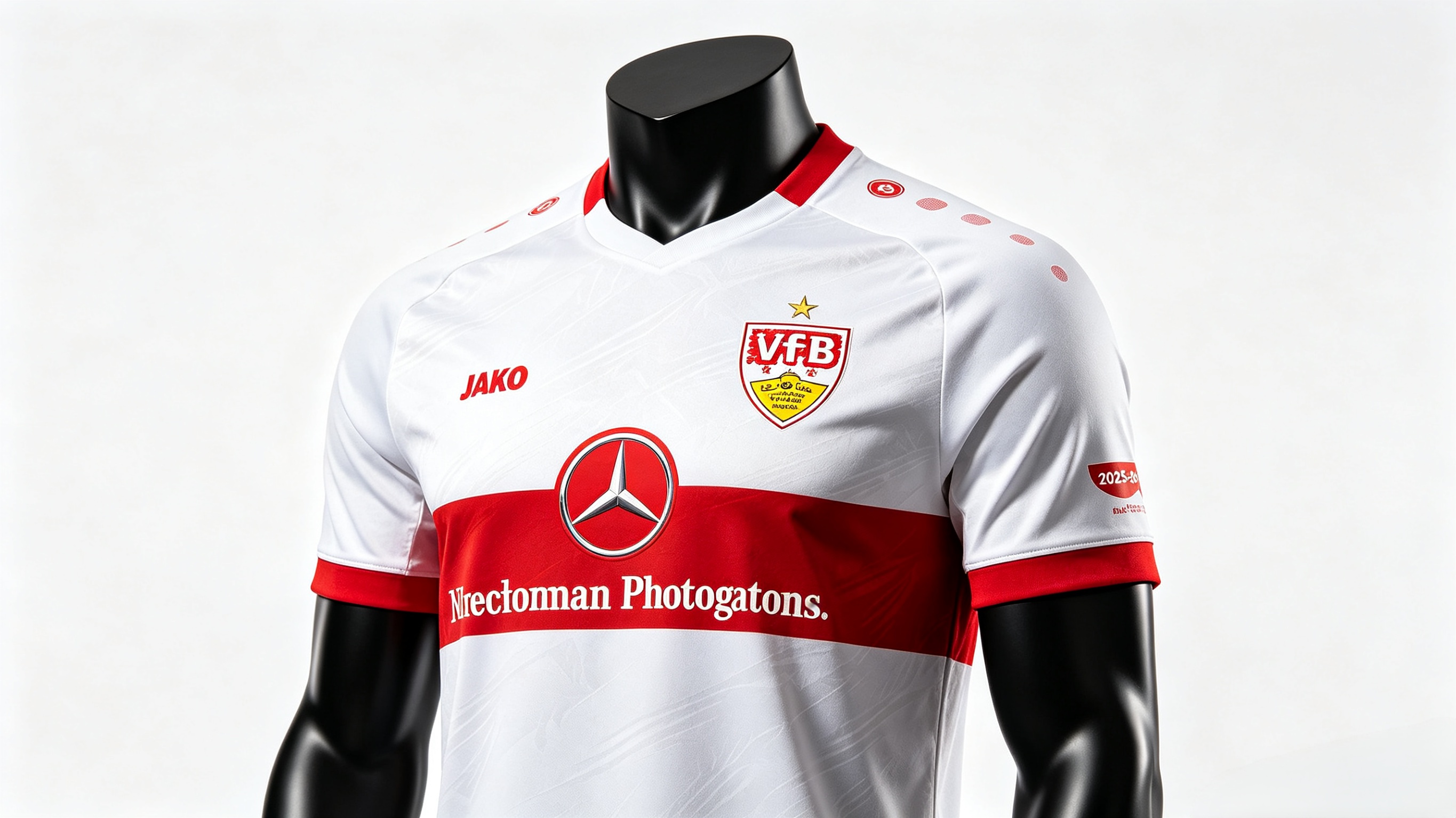 Official 2025-26 VfB Stuttgart home soccer jersey with iconic red ring